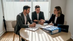 Lawyer consulting couple on family law NSW