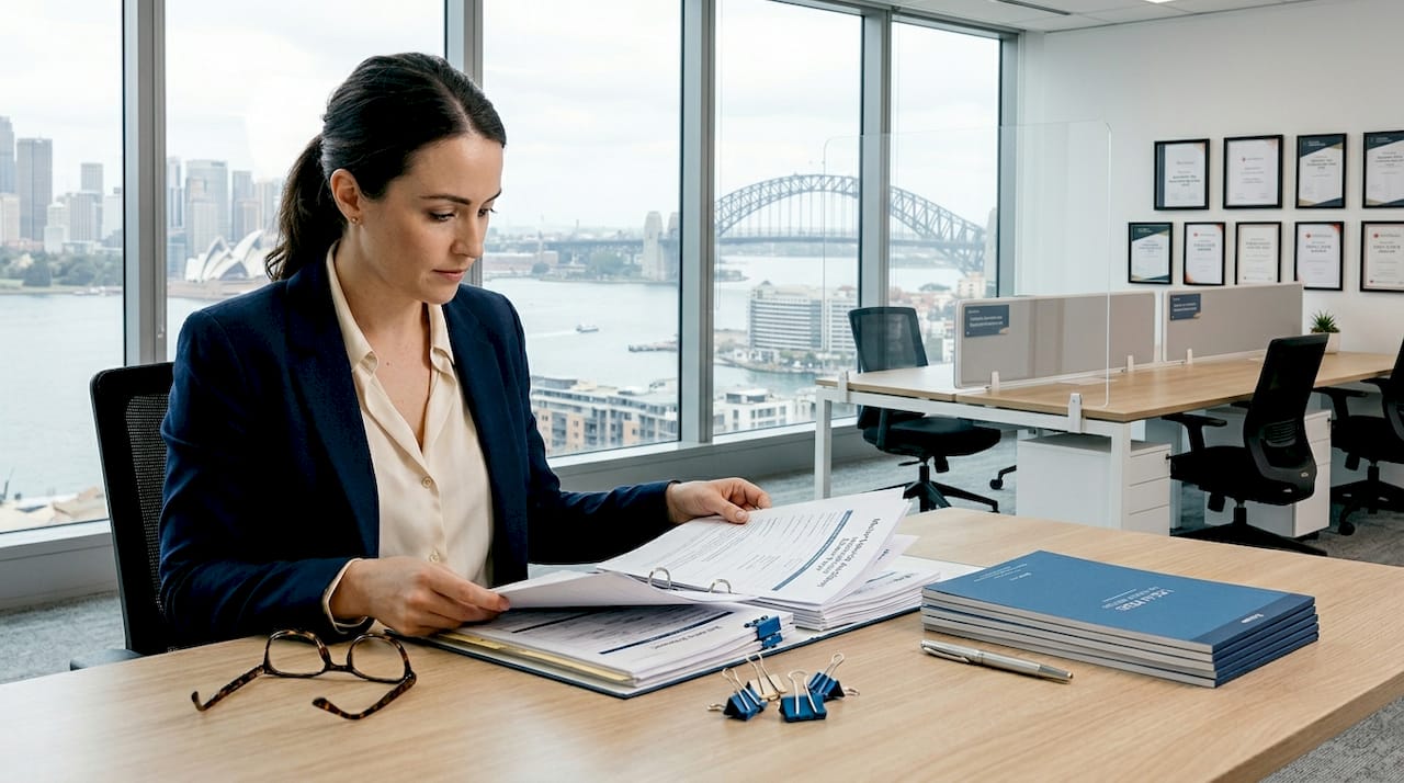 Paralegal sorting personal injury claim paperwork